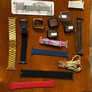 10 Apple Watch 40-44 bands and 5 cases NEW